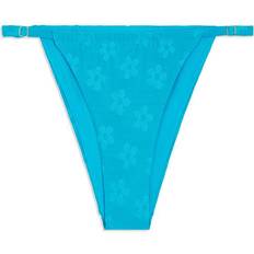 WeWoreWhat Adjustable Ruched Daisies Jacquard Bikini Bottom - Ocean Blue