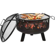 OutSunny Fire Pits Variety: Round Fire Pit with Grill Shelf