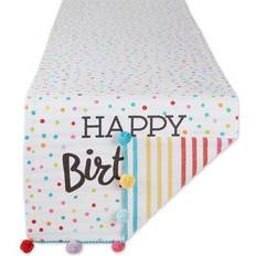 Birthdays Table Cloths Design Imports Happy Birthday Embellished Table Runner White Cotton White One Size