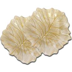 Classic Touch Beveled Leaf Shaped Serving Dish 2pcs