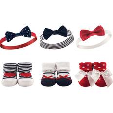 Hudson Baby Headband and Socks Giftset, 6-Piece Set - Red, White and Blue