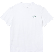 Lacoste Velour Crocodile Crew Neck Cotton Indoor T-shirt - White/Green