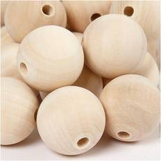 Yellow DIY Creativ Company Wooden Bead, D 30 mm, hole size 5 mm, 50 pc/ 1 pack