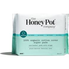 Softening Menstrual Pads The Honey Pot Organic Cotton Cover Non-Herbal Super Pads with Wings 16-pack