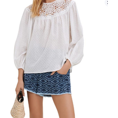 Maje Lepere Lace Yoke Long Sleeve Shirt - White