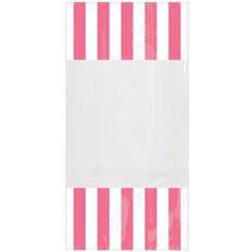 Amscan 377554.109 Striped Bag Party Accessory, Measures 3.1" X 3.5" New Pink