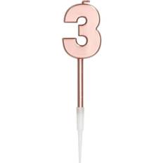 Folat Cake Candles Rose Gold Metallic Number 3