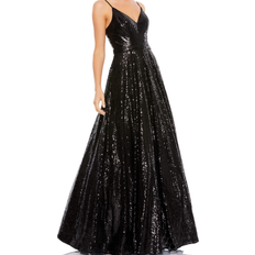 Mac Duggal V-Neck Sequined Ball Gown - Black