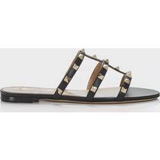 Valentino Garavani Rockstud Flat Slide Sandal - Black