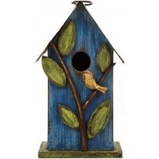 GlitzHome Distressed Leaves Wooden Garden Birdhouse 9.75"