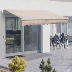 OutSunny Patio Awnings OutSunny Alfresco Manual Retractable Garden Canopy 3 x 2m, Beige