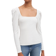 7 For All Mankind Long Sleeve Square Neck Top - Ivory