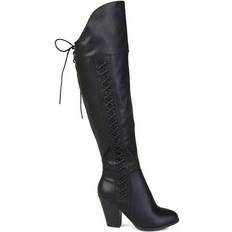 Journee Collection Spritz Faux Leather Wide Calf - Black