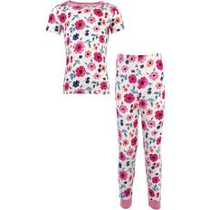 Touched By Nature Organic Tight Fit Short Sleeve Top and Pant Pajama Set - Garden Floral (10161727)