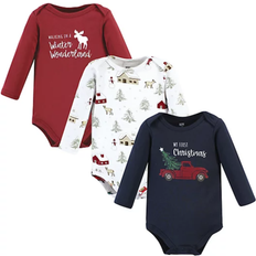 Hudson Cotton Long-Sleeve Bodysuits 3-pack - Boy Holiday Village