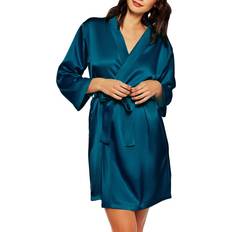 iCollection Women's Marina Lux 3/4 Sleeve Satin Robe - Peacock