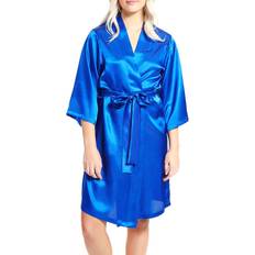 iCollection Women's Marina Lux 3/4 Sleeve Satin Robe - Royal Blue