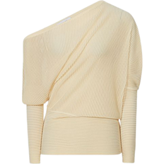 Reiss Sheer Stripe Asymmetric Jumper - Yellow