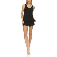 Flora Nikrooz Frances Lace Trim Tank and Shorts Pajama Set - Black