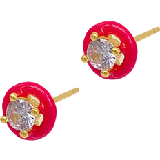 Adornia Halo Studs - Gold/Pink/Transparent