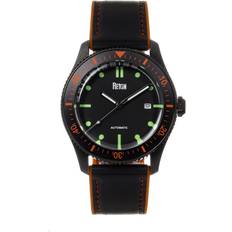 Reign Elijah Automatic Rubber Inlaid Leather-Band W/Date Black