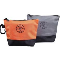 Klein Tools 9 in. Stand-Up Zipper Tool Bag (2-Pack) Orange and Black; Gray and Black