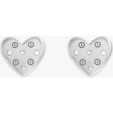 Olivia Burton Crystal Heart Stud Earrings, Silver OBJSAE01