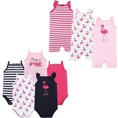 Hudson Infant Girl Cotton Bodysuits and Rompers 8-pack - Flamingo