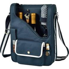 Picnic at Ascot Bordeaux Insulated Wine and Cheese Tote Wine Navy Wine Glass