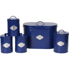 Neo Five-Piece Tin Canister Set: Hex/Navy Blue Kitchen Container