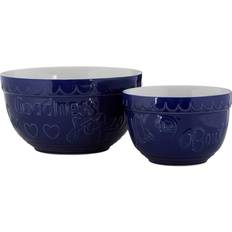 Premier Housewares Gigi Blue/White Round Mixing Set of 2 Bowl