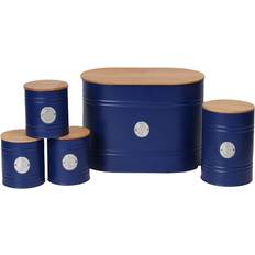 Neo Five-Piece Tin Canister Set: Bamboo Lid/Navy Blue Kitchen Container