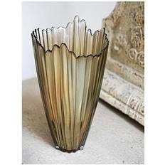 Ivyline Amber Rippled Glass Vase