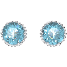 Swarovski March Birthstone Stud Earrings - Silver/Blue