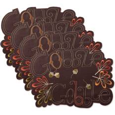 Design Imports 4pk Gobble Embroidered Placemat Brown Coaster