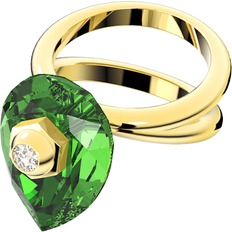 Swarovski Gold Plated Rings Swarovski Numina Pear Cut Ring - Gold/Green/Transparent