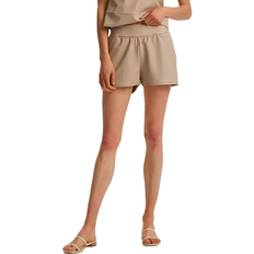 Commando Faux Leather Jogger Shorts - Sand