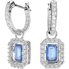 Blue Earrings Swarovski Millenia Octagon Cut Drop Earrings - Silver/Blue/Transparent