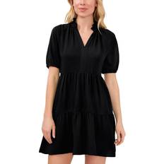 CeCe Women's Tiered V-Neck Babydoll Dress - Rich Black