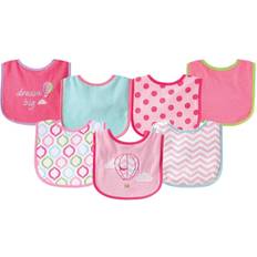 Luvable Friends Drooler Bib with Waterproof Back 7-pack Pink Balloon