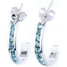 Macy's March Semi Hoop Earrings - Silver/Blue