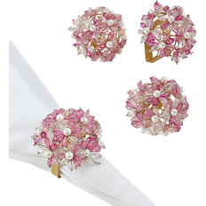 Saro Lifestyle Beaded Floral Bouquet Napkin Ring 3.81cm 4pcs