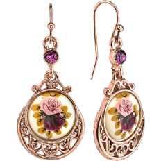 1928 Jewelry Crystal Flower Drop Earrings - Rose Gold/Diamond