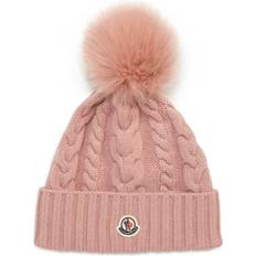 Moncler Cable Knit Wool & Cashmere Pom Beanie - Blush