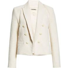 L'agence Brooke Double Breasted Crop Cotton Blend Blazer - Ecru