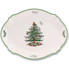 Spode Christmas Tree (Green Trim) 17" Oval Platter Serving Dish