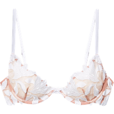 Fleur Du Mal Lily Embroidery Plunge Demi Bra - Ivory