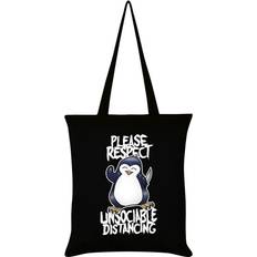 Please Respect Unsociable Distancing Tote Bag (One Size) (Black/White) Psycho Penguin