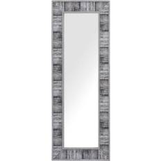 Beliani Rustic Rectangle Wooden Mosaic Effect 50 x 130 cm Grey White Rosnoen Wall Mirror