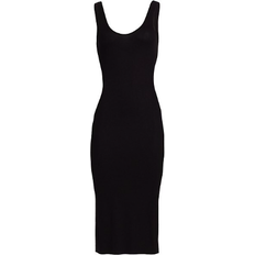 Enza Silk Ribbed Tank Dress - Black